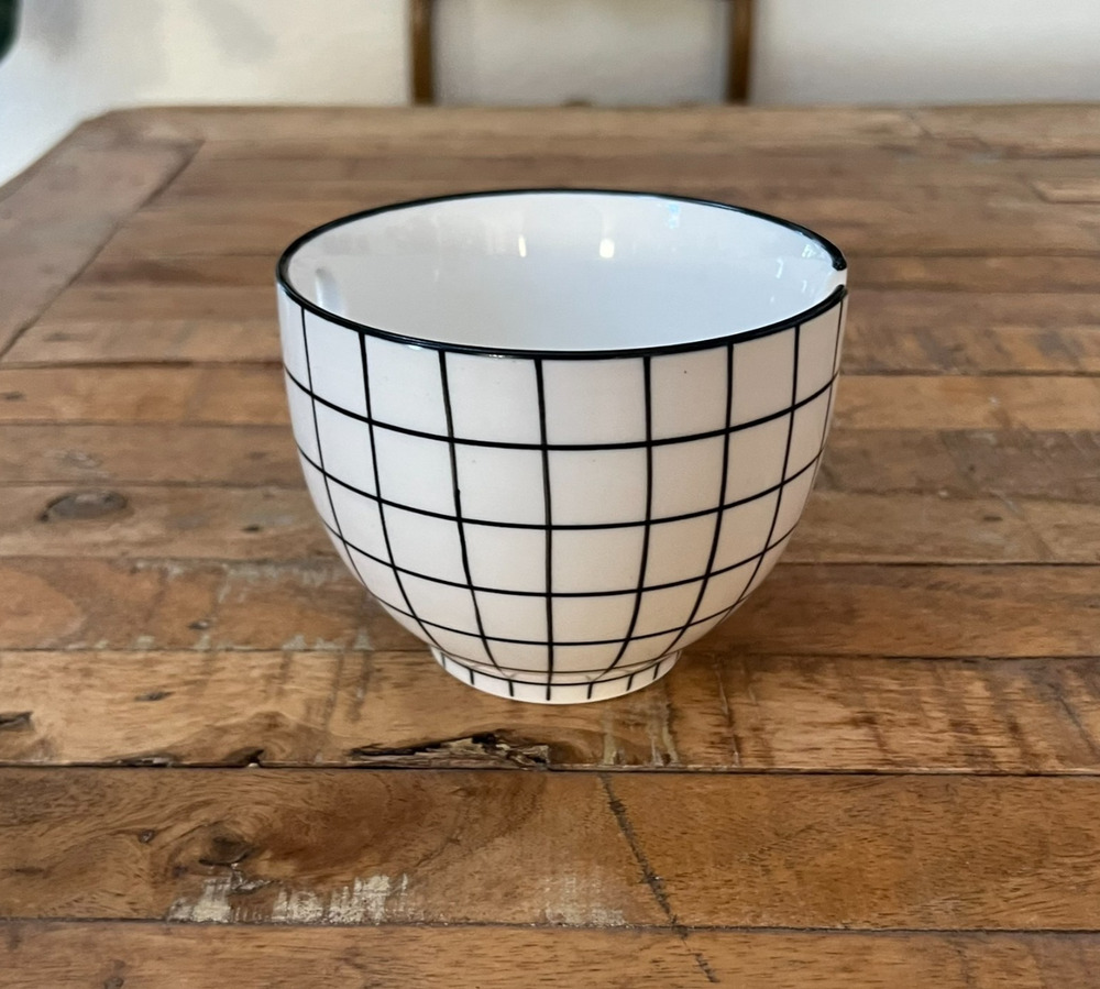 Urban Outfitters UO Home Noodle Bowl 5" Black and White Grid Pattern